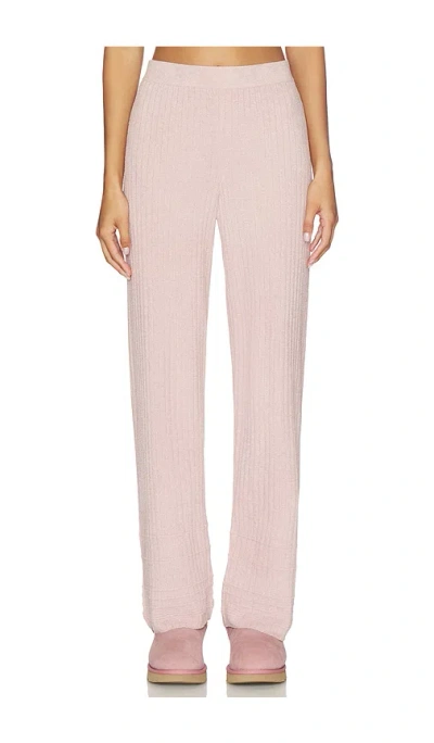Barefoot Dreams Cozychic Ultra Lite Textured Hem Rib Pant In Teaberry