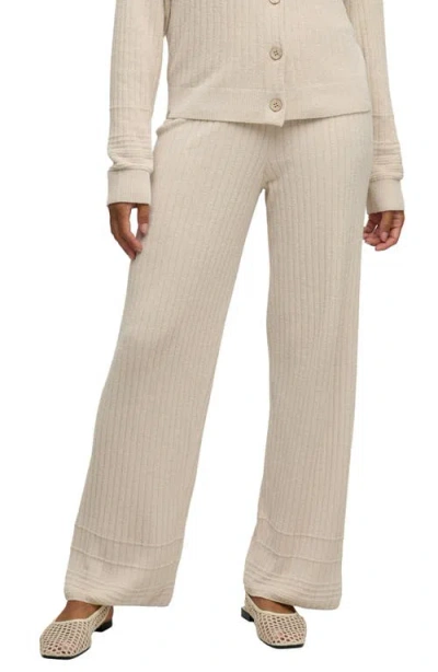 Barefoot Dreams Cozychic® Ultra Lite® Textured Hem Ribbed Pants In Neutral