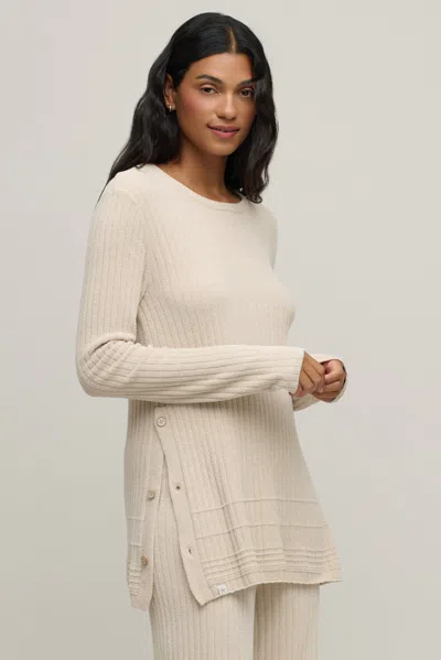 Barefoot Dreams Cozychic Ultra Lite® Textured Rib Pullover With Buttons In Stone
