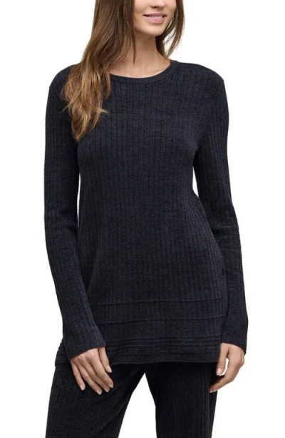 Barefoot Dreams Cozychic® Ultra Lite® Textured Ribbed Button Sweater In Blue
