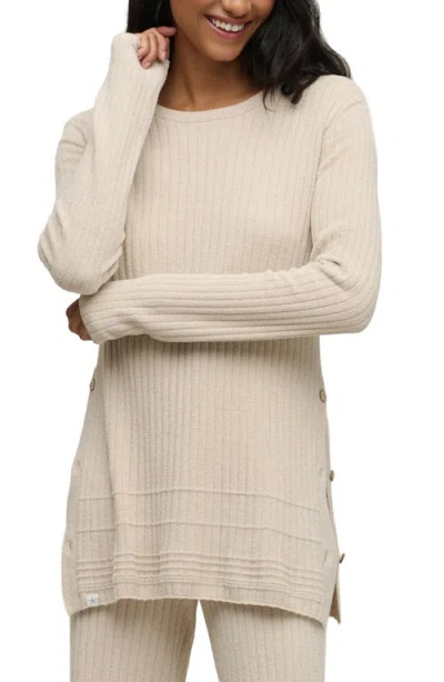 Barefoot Dreams Cozychic® Ultra Lite® Textured Ribbed Button Sweater In Neutral