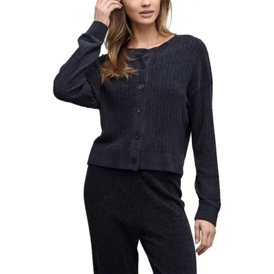 Barefoot Dreams Cozychic® Ultra Lite® Textured Ribbed Cardigan In Black