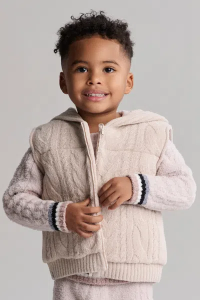 Barefoot Dreams Babies' Cozychic Ultra Lite® Toddler Cable Puffer Hooded Vest In Brown