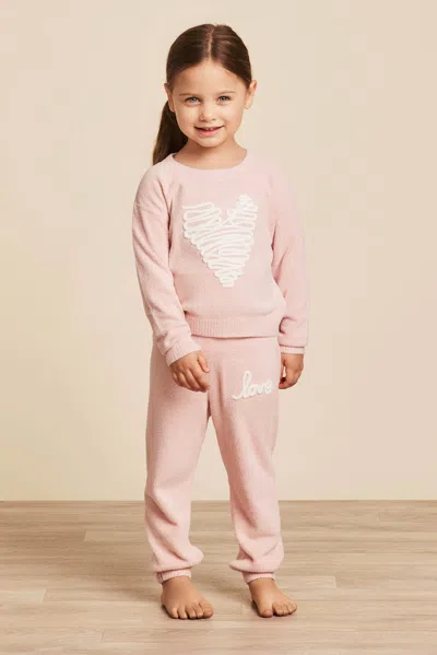 Barefoot Dreams Babies' Cozychic Ultra Lite® Toddler Stitched Heart Pullover In Pink
