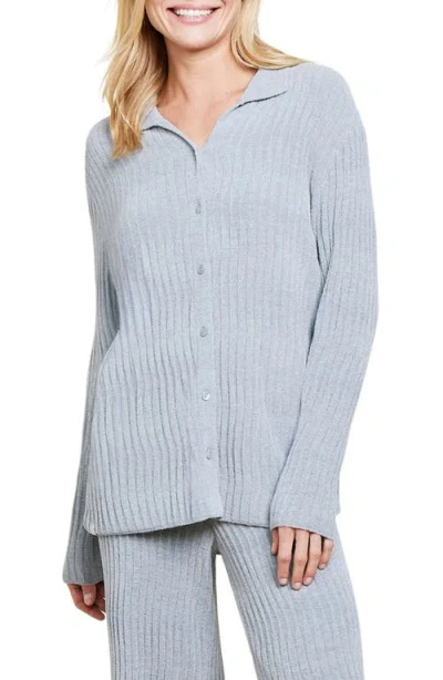 Barefoot Dreams ® Cozychic® Ultra Lite® Wave Rib Button-up Shirt In Moonbeam