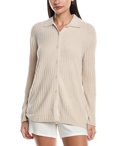 Barefoot Dreams Cozychic Ultra Light Wave Shirt In Beige