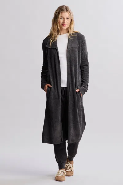 Barefoot Dreams Cozychic Ultra Lite® Wide Collar Long Cardigan In Black