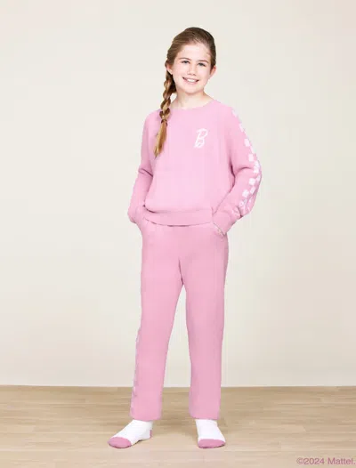 Barefoot Dreams Babies' Cozychic Ultra Lite® Youth Checkered Barbie™ Pullover In Pink
