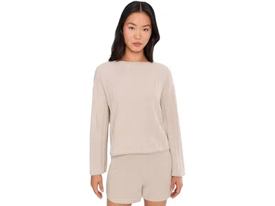 Barefoot Dreams Cozychic Ultra Lite(r) Rope Stripe Boatneck Pullover In Gray
