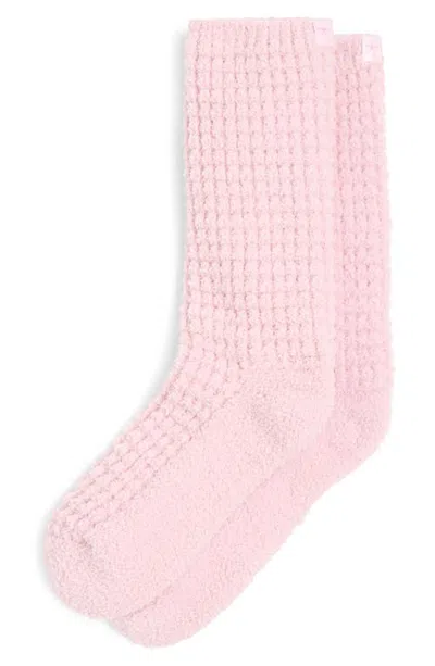 Barefoot Dreams Cozychic Waffle Crew Socks In Pink