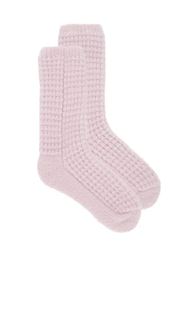 Barefoot Dreams Cozychic Waffle Socks In Pink