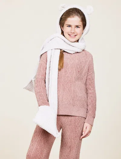 Barefoot Dreams Babies' Cozychic® Youth Bear Beanie Scarf In Stone