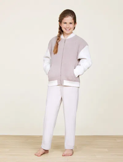 Barefoot Dreams Babies' Cozychic® Youth Malibu Varsity Jacket In Orange