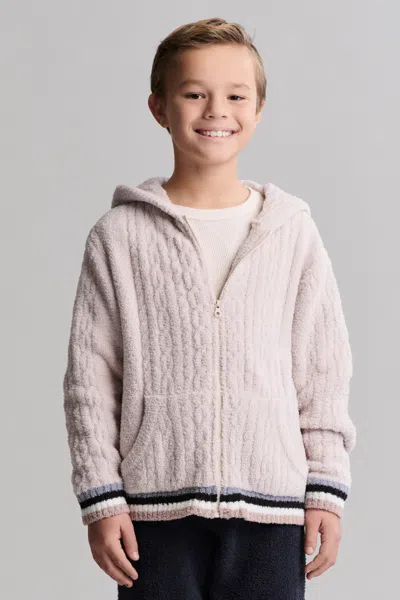 Barefoot Dreams Babies' Cozychic® Youth Sporty Rib Cable Zip Hoodie In Pink