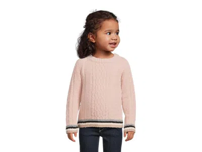 Barefoot Dreams Cozychic(r) Sporty Rib Cable Pullover(toddler) Kid's Sweater Dusty Rose : 2-3 Toddler, Polyester In Pink