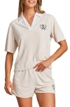 Barefoot Dreams Cozyterry Polo In Sand Dune/sea Salt