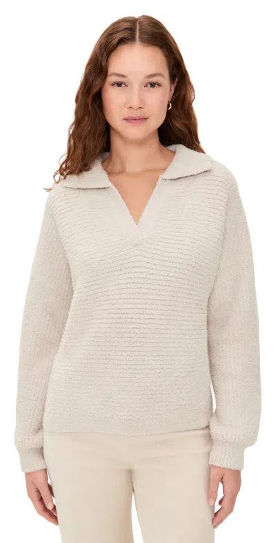 Barefoot Dreams Dolman Rib Collared Pullover Stone In Neutral