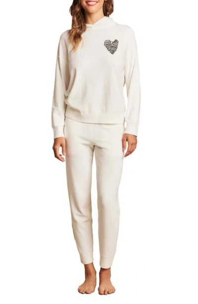 Barefoot Dreams Embroidered Heart Cozychic Ultra Lite® Lounge Hoodie In White
