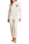 Barefoot Dreams Embroidered Heart Cozychic Ultra Lite® Lounge Hoodie In Pearl/carbon