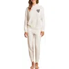 Barefoot Dreams Embroidered Heart Cozychic Ultra Lite® Lounge Pants In White