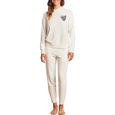 Barefoot Dreams Embroidered Heart Cozychic Ultra Lite® Lounge Pants In White