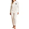 Barefoot Dreams Embroidered Heart Cozychic Ultra Lite® Lounge Pants In Pearl/carbon