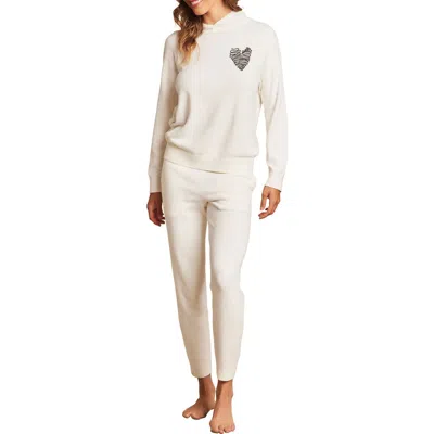 Barefoot Dreams Embroidered Heart Cozychic Ultra Lite® Lounge Pants In Pearl/carbon