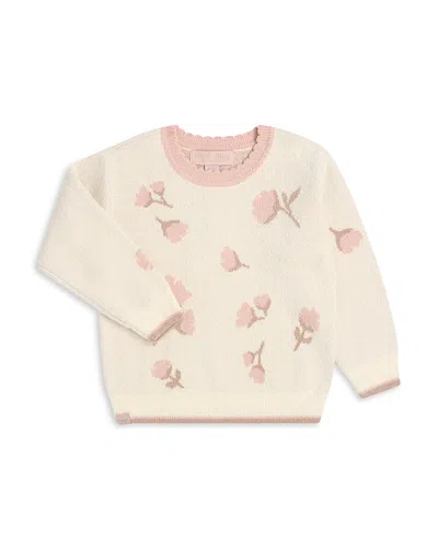 Barefoot Dreams Girls' Wildflower Crewneck Sweater - Little Kid In Neutral