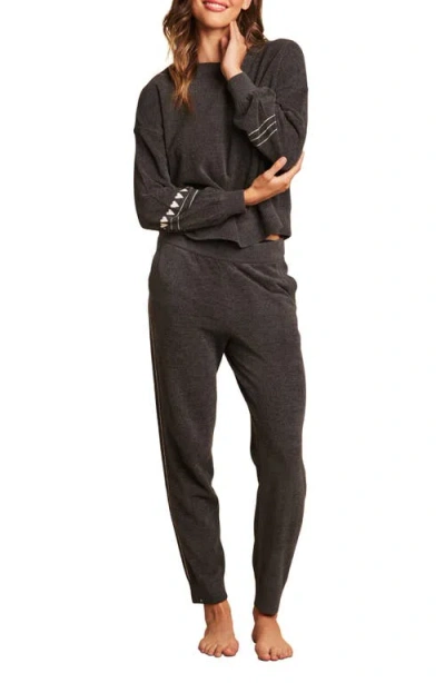 Barefoot Dreams Heartbeat Stripe Cozychic Ultra Lite® Lounge Top In Carbon/sunrise Pink