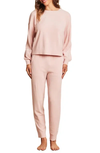 Barefoot Dreams Heartbeat Stripe Cozychic Ultra Lite® Lounge Top In Pink Peonie/pearl