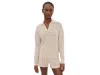 Barefoot Dreams Heathered Cotton Tulip Pointel Collared Pullover In Neutral