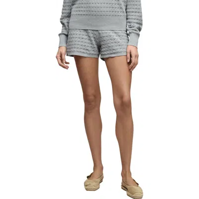Barefoot Dreams Heathered Cotton Tulip Pointelle Lounge Shorts In Gray