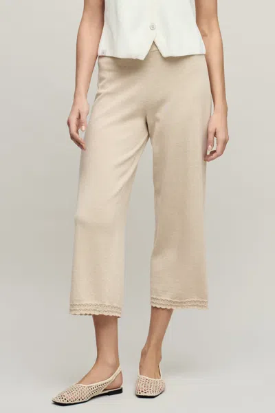 Barefoot Dreams Heathered Cotton Tulip Pointelle Trim Crop Pant In Multi