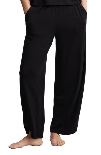Barefoot Dreams Jersey Crop Wide Leg Pants In Black