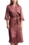 Barefoot Dreams Liquid Lace Trim Satin Robe In Pink