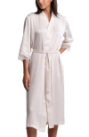 Barefoot Dreams Liquid Lace Trim Satin Robe In White