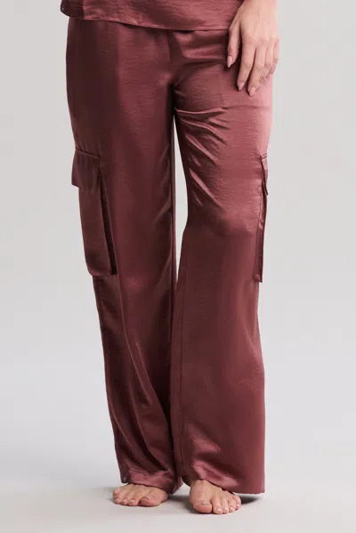 Barefoot Dreams Liquid Satin Wide Leg Cargo Pant In Canyon Rose