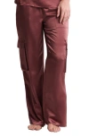 Barefoot Dreams Liquid Satin Wide Leg Cargo Pants In Multi