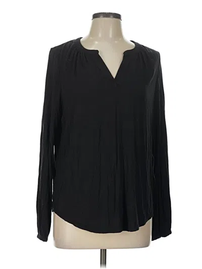 Pre-owned Barefoot Dreams Long Sleeve Blouse In Black