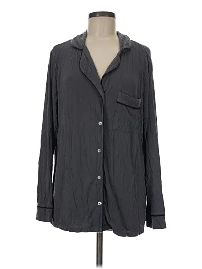 Pre-owned Barefoot Dreams Long Sleeve Button Down Shirt In Gray