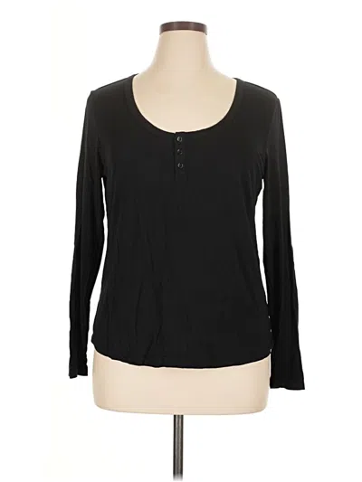 Pre-owned Barefoot Dreams Long Sleeve Top Black Scoop Neck Tops
