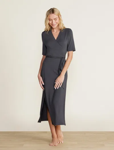 Barefoot Dreams Luxe Milk Jersey® 3/4 Sleeve Wrap Dress In Carbon