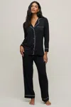 Barefoot Dreams Luxe Milk Jersey® Piped Pajama Set In Black