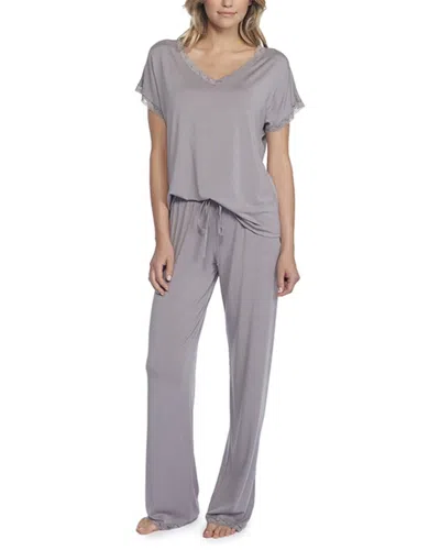 Barefoot Dreams Luxe Milk Jersey V-neck Pajama Set In Gray
