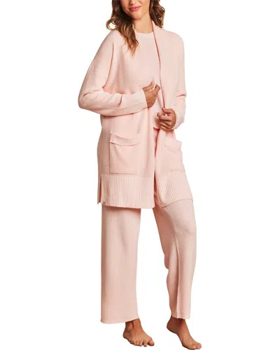 Barefoot Dreams Luxeblend Waffle Knit Cardigan In Pink