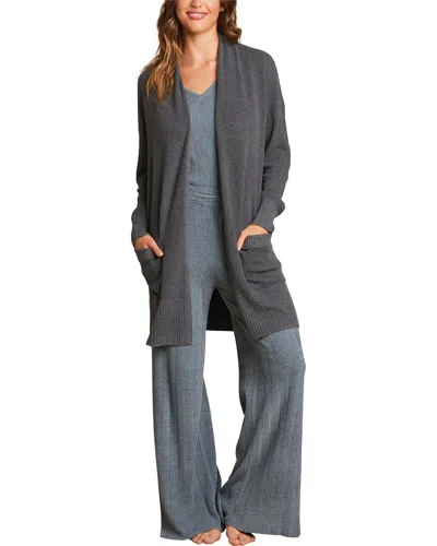 Barefoot Dreams Luxeblend Waffle Knit Cardigan In Gray