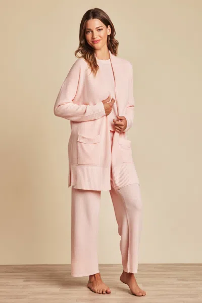 Barefoot Dreams Luxeblend Waffle Knit Cardigan In Bella Pink