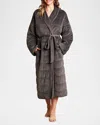 Barefoot Dreams Luxechic Quilted Shawl-collar Blanket Robe In Carbon