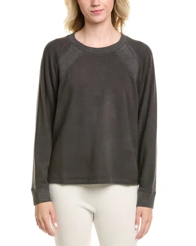 BAREFOOT DREAMS BAREFOOT DREAMS MALIBU COLLECTION BRUSHED FLEECE MIX RAGLAN PULLOVER