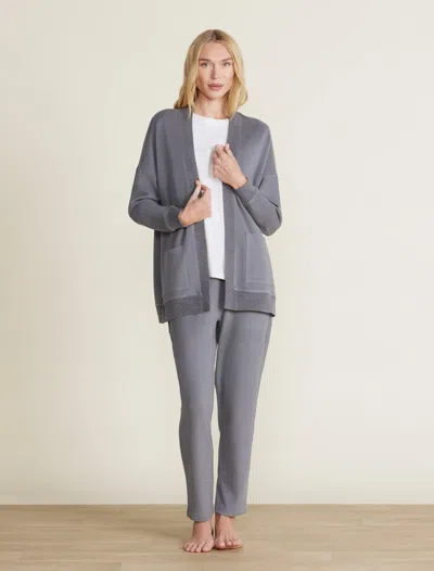 Barefoot Dreams Malibu Collection® Brushed Fleece Sweater Mix Cardigan In Gray